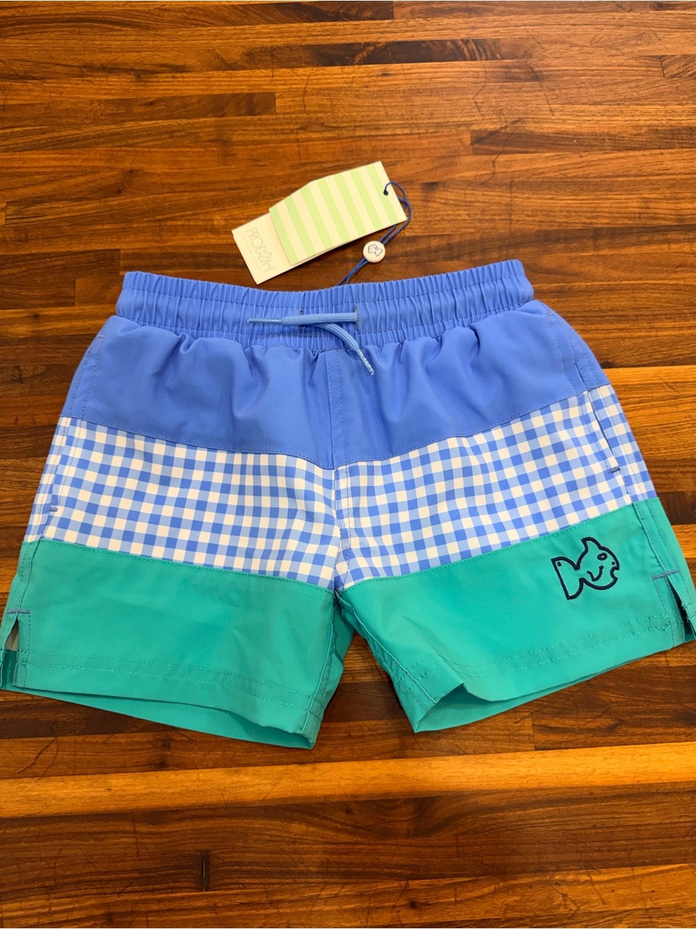 NWT - Prodoh Boogie Board Swim Trunks in Marina Blue Gingham